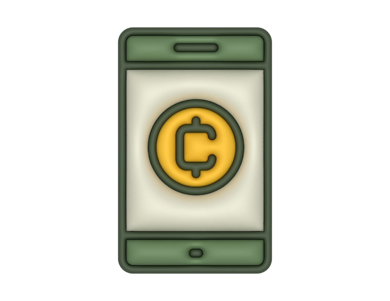a 3d Cryptocurrency Mobile Phone Coin on a transparent background png