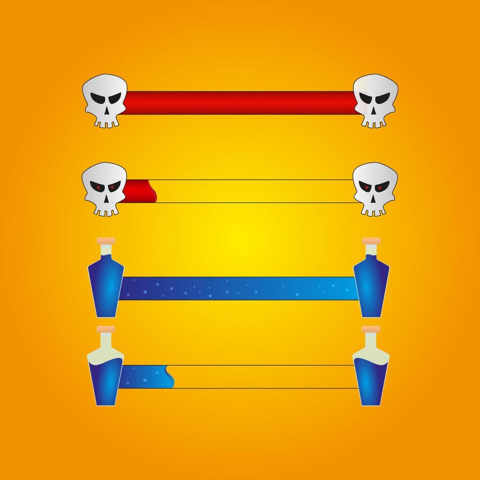 Vector game interface for mobile games. Indicators of health and mana