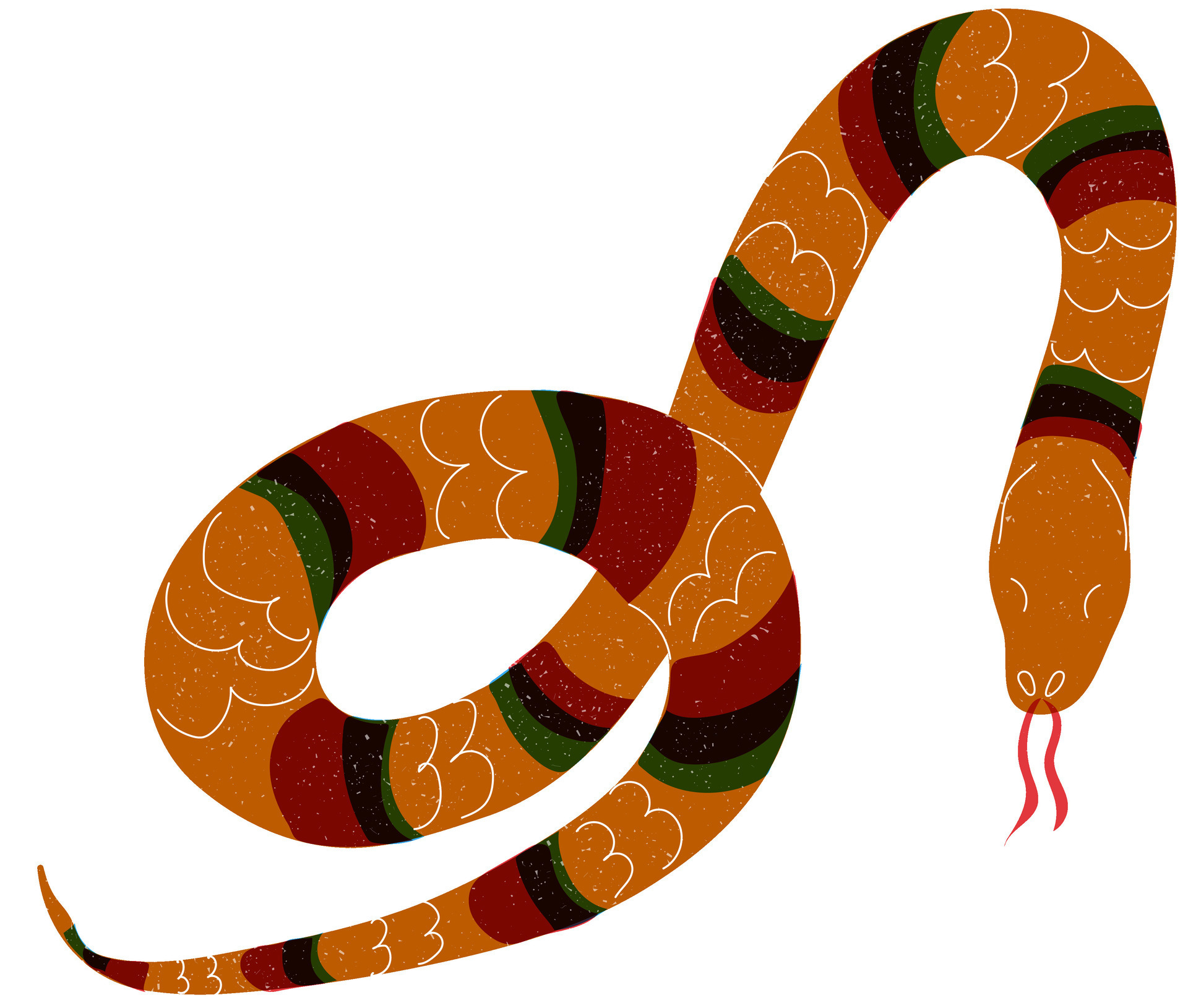 Hand drawn snake with retro risograph effect. Chinese, Lunar new year