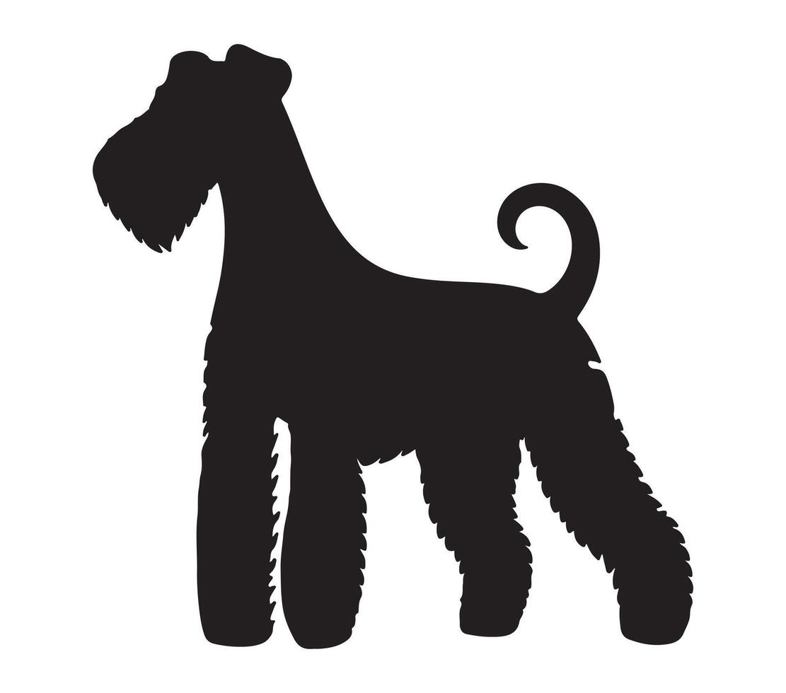 Black and white vector illustration of airedale terrier.
