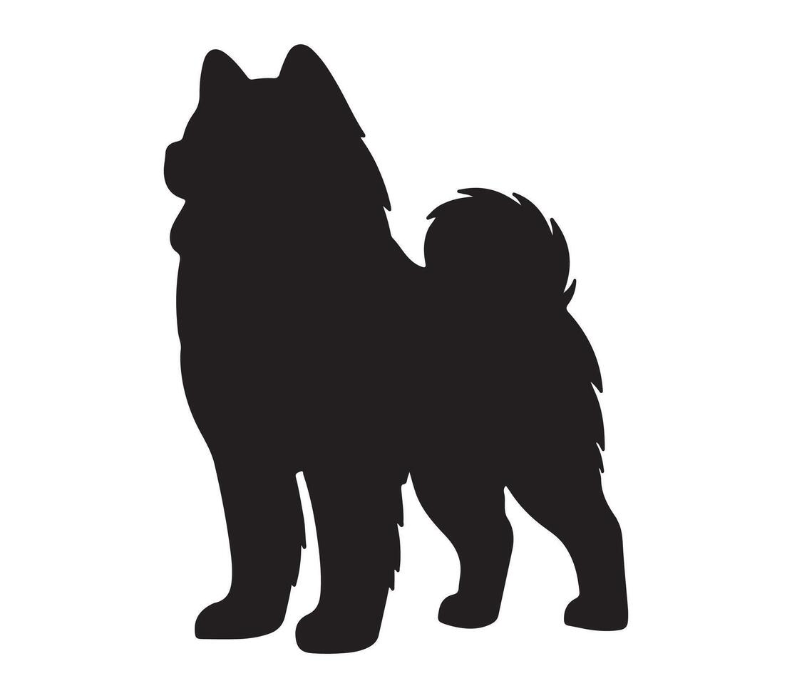 Black and White Akita Silhouette. Vector Illustration.