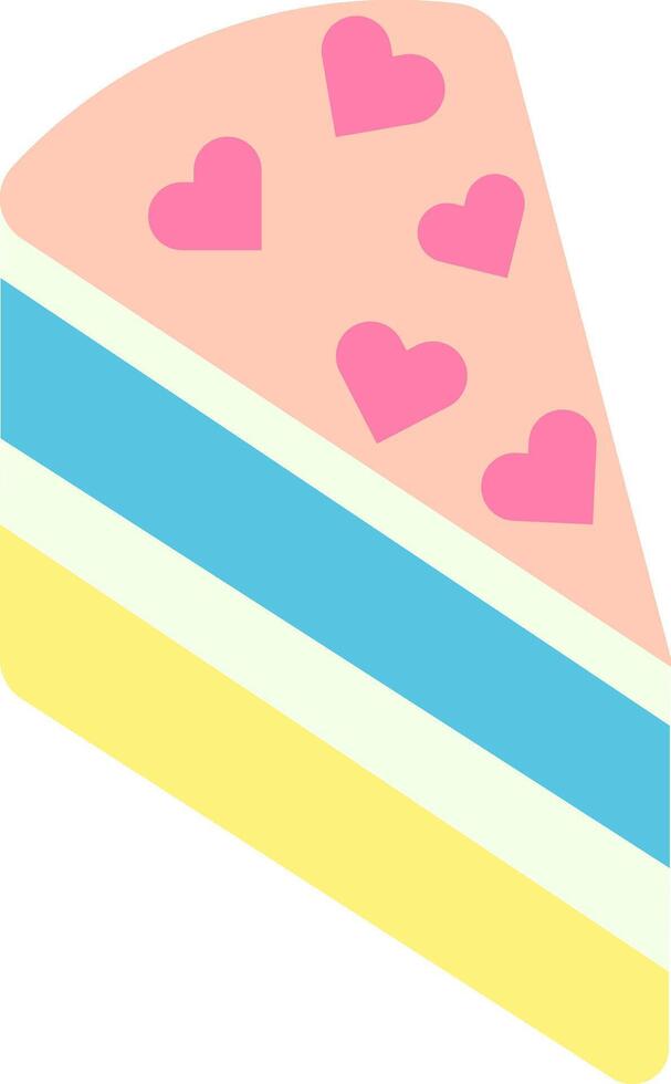 Slice of cake with heart as icing vector
