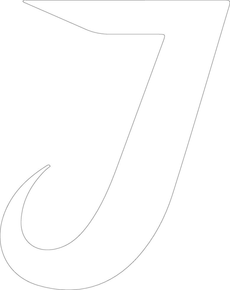 Letter J  outline silhouette vector