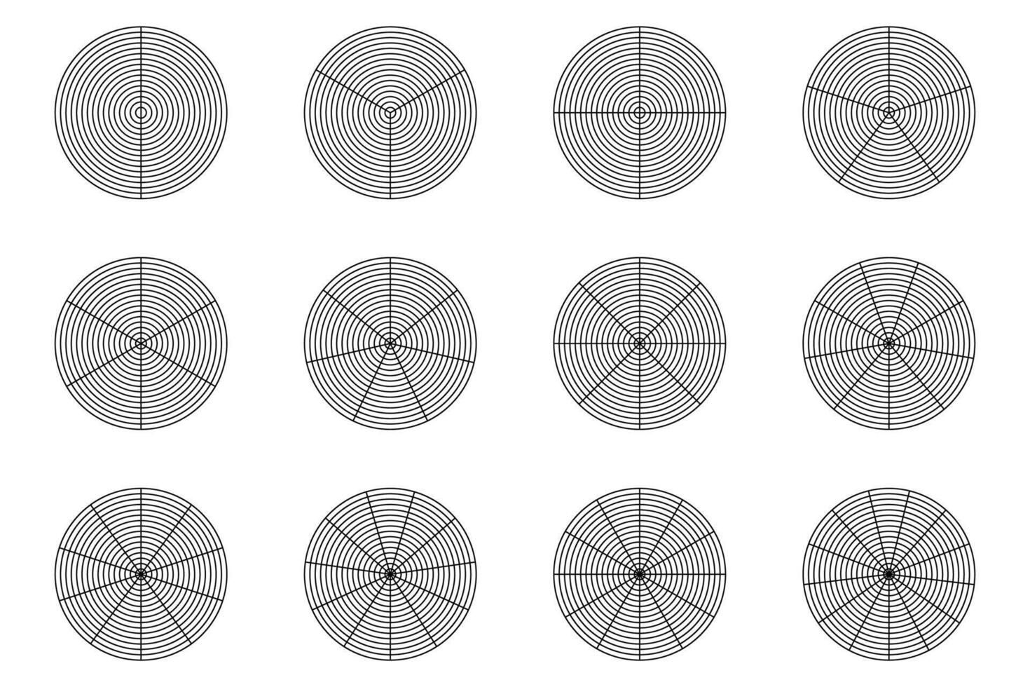 Polar grid isolated, polar coordinate circular grid vector. vector