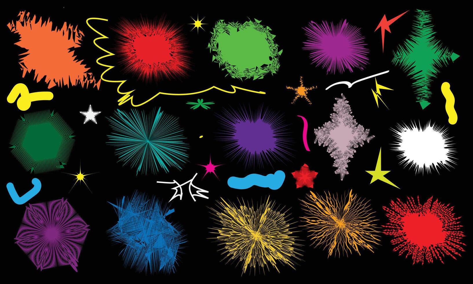 resumen Dom y flor formas pegatina paquete burbuja, estrella, lazo olas dibujos animados estilo. vector