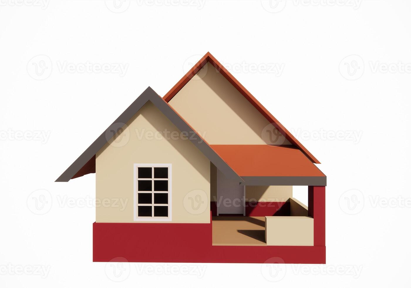 3d rendering model of a simple rural house suitable for illustration photo