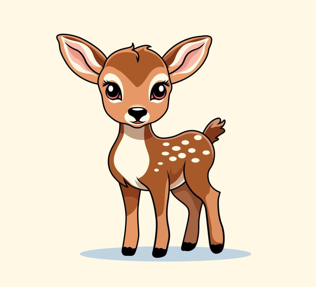 Baby deer cartoon mascot illustration vector