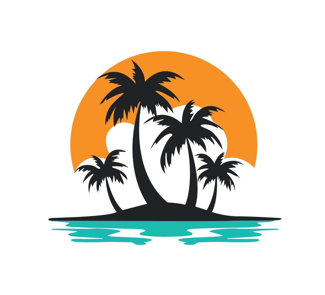 tropical island tree vector logo illustration