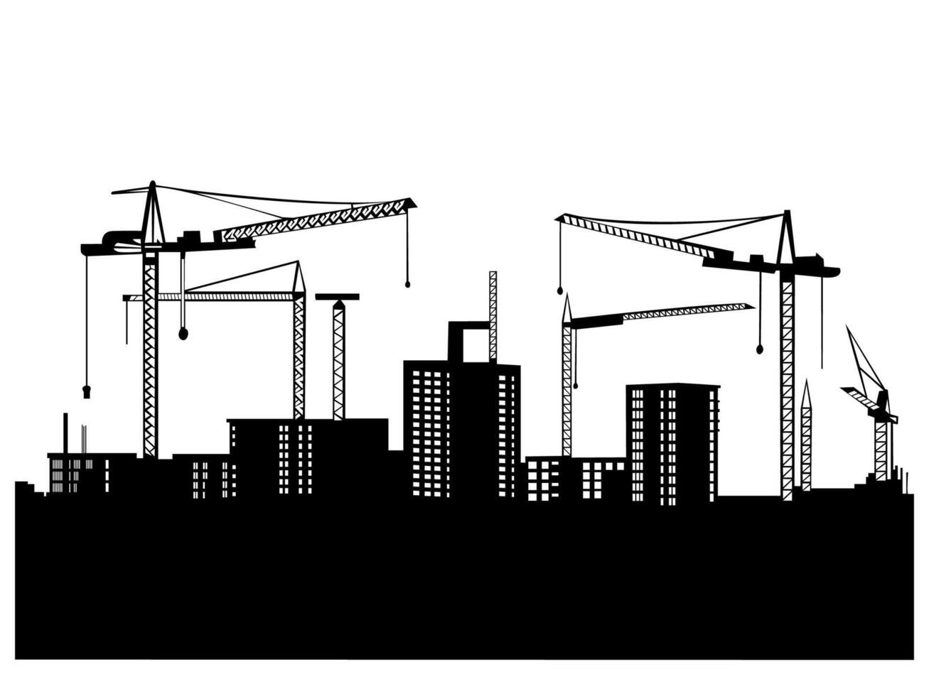 construction site silhouette illustration vector