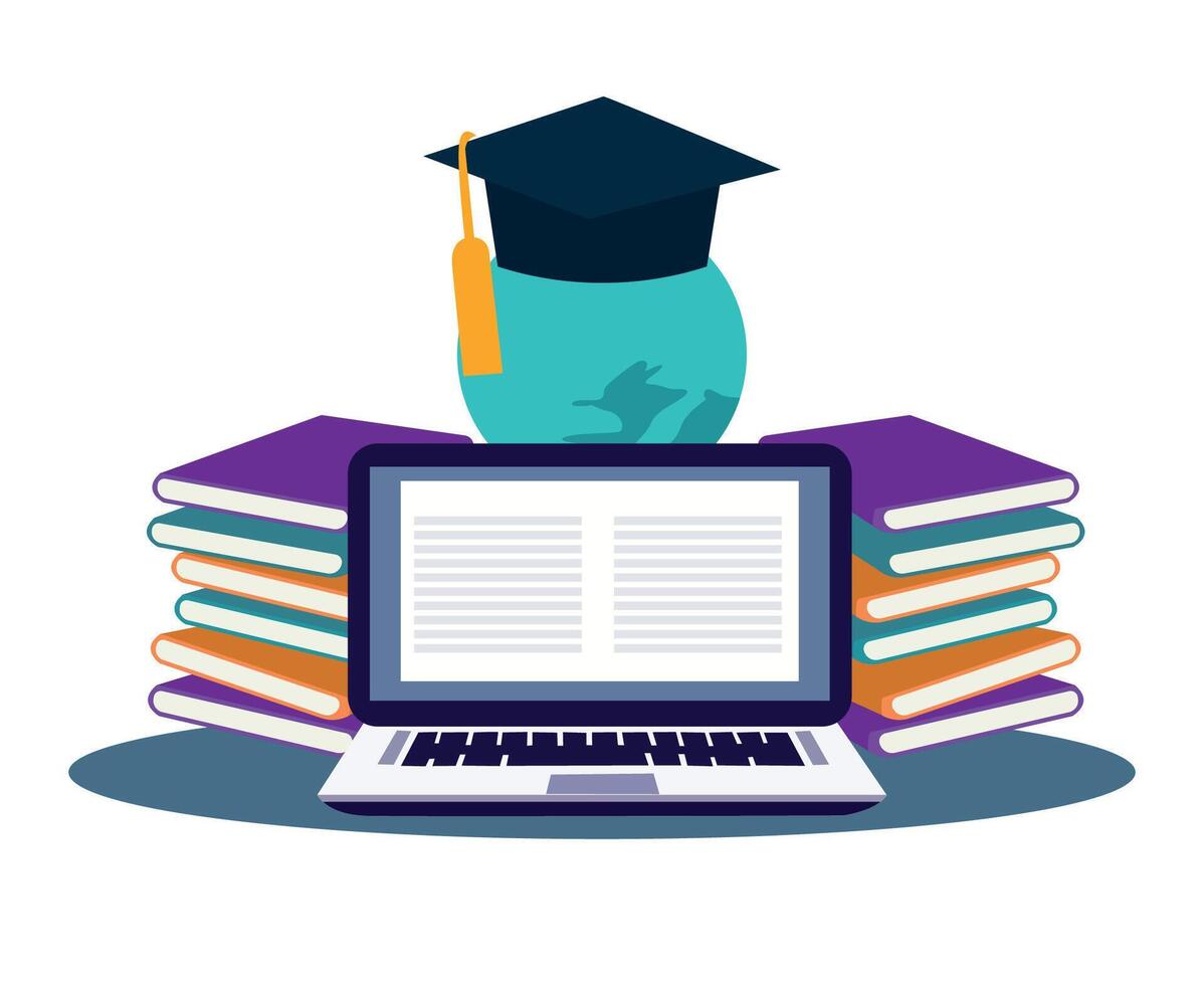 online education concept flat illustration for web vector