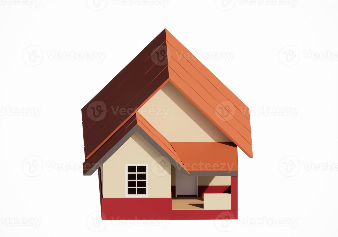 3d rendering model of a simple rural house suitable for illustration photo