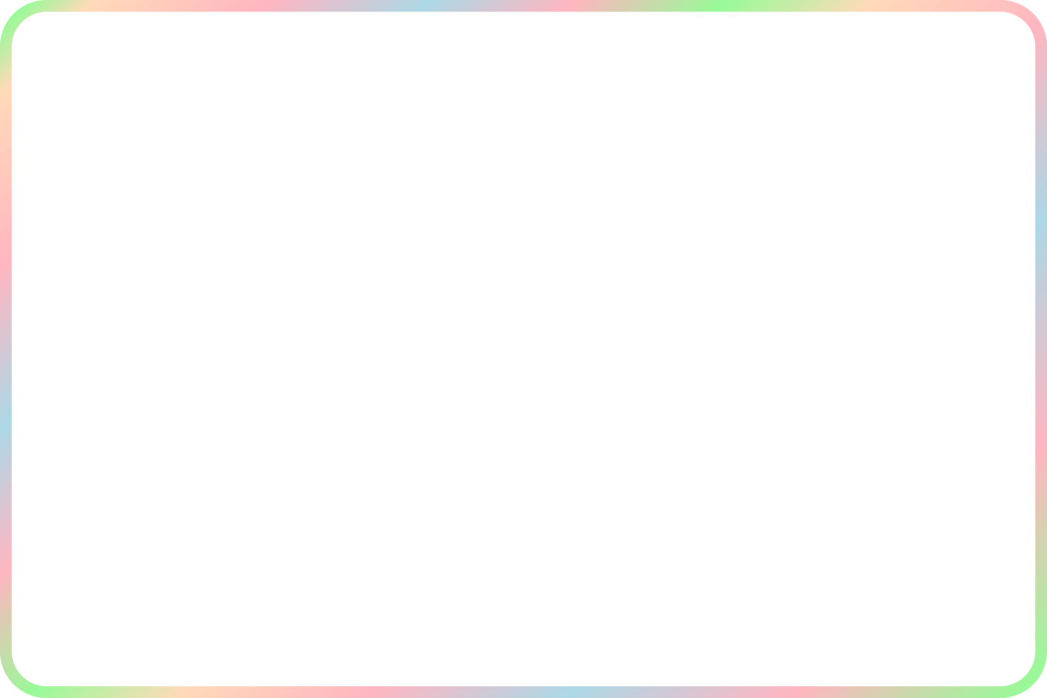 Pastel color outline frame png empty border illustration isolated on transparent background