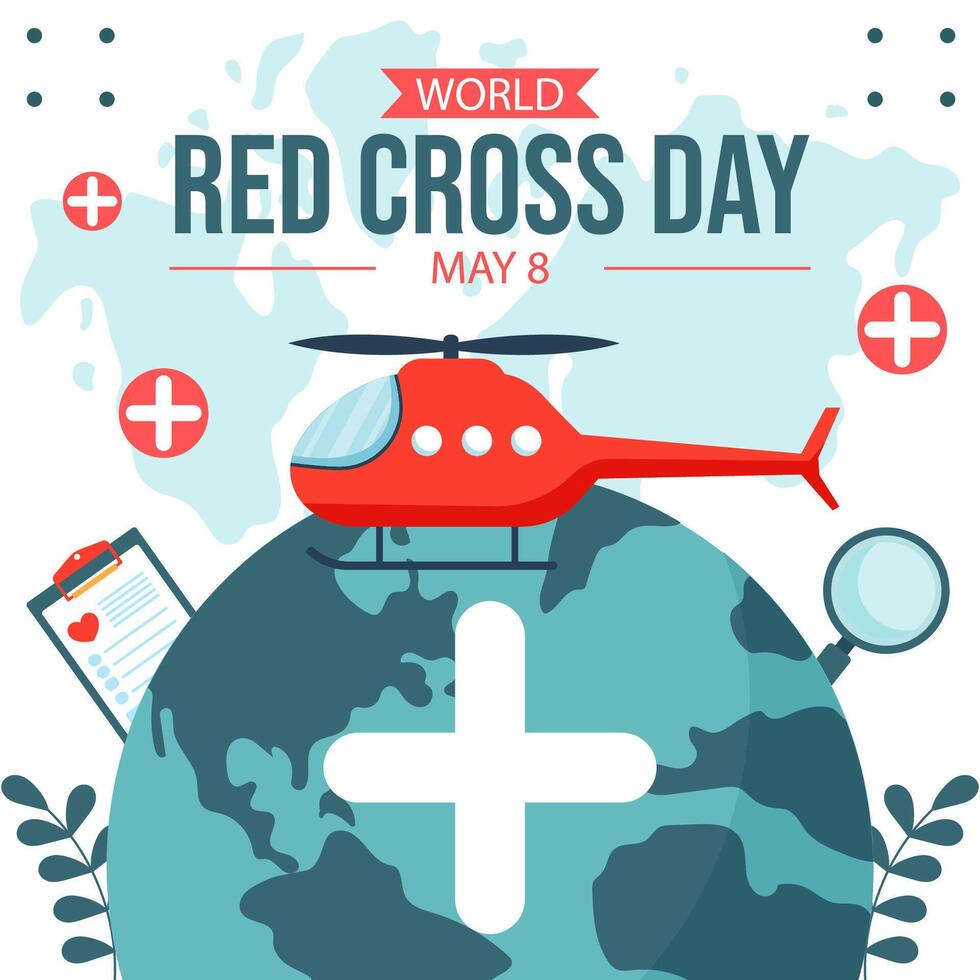 Red Cross Day Social Media Illustration Flat Cartoon Hand Drawn Templates Background vector