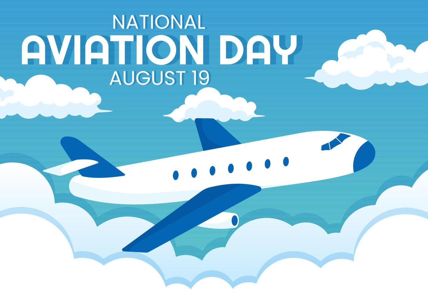 National Aviation Day Vector Illustration of Plane with Sky Blue Background and United States Flag in Flat Cartoon Hand Drawn Templates