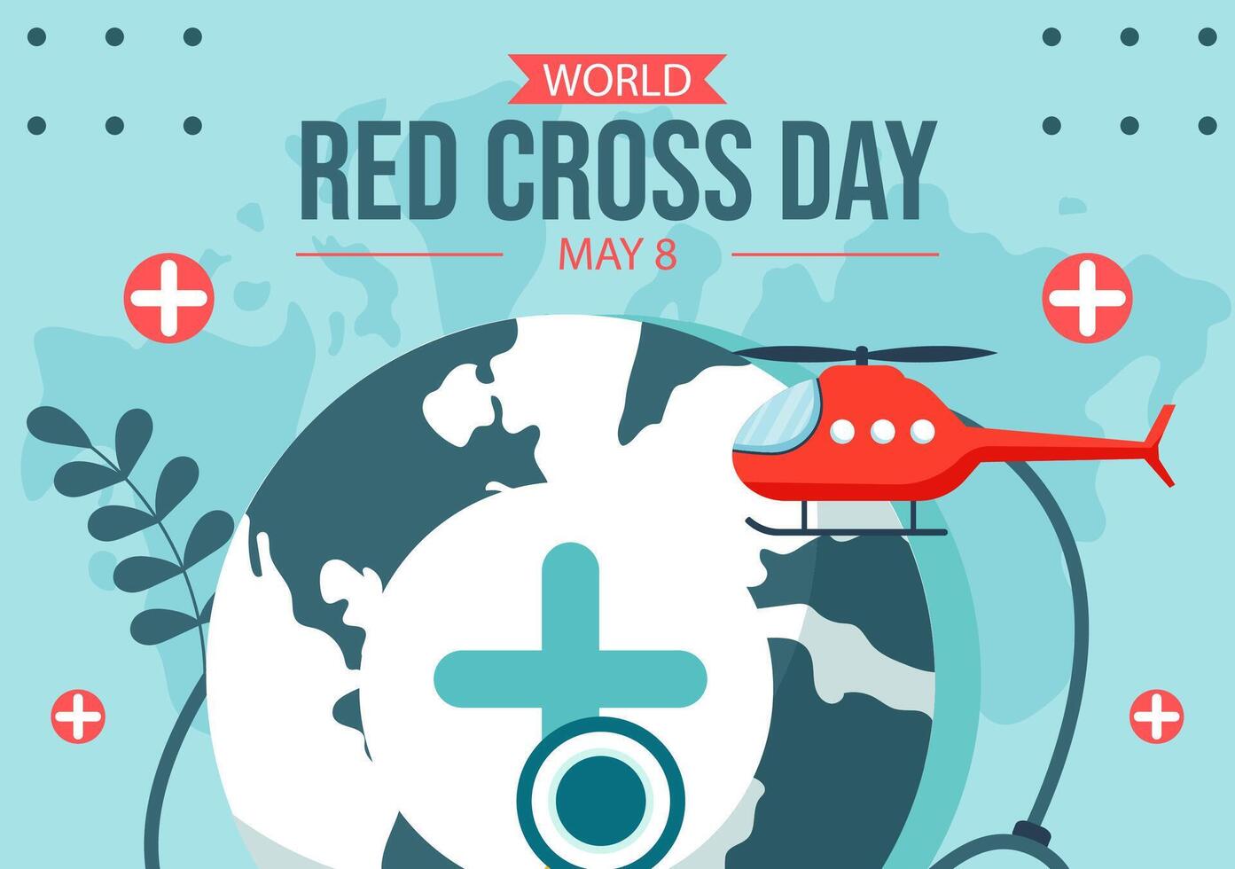 Red Cross Day Social Media Background Flat Cartoon Hand Drawn Templates Illustration vector