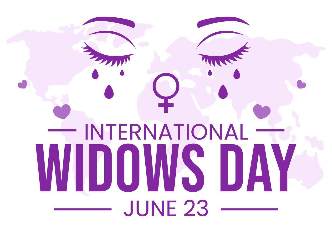 International Widows Day Vector Illustration on 23 June with Woman Mourns and Injustice Faced by Widow in Flat Cartoon Background Design