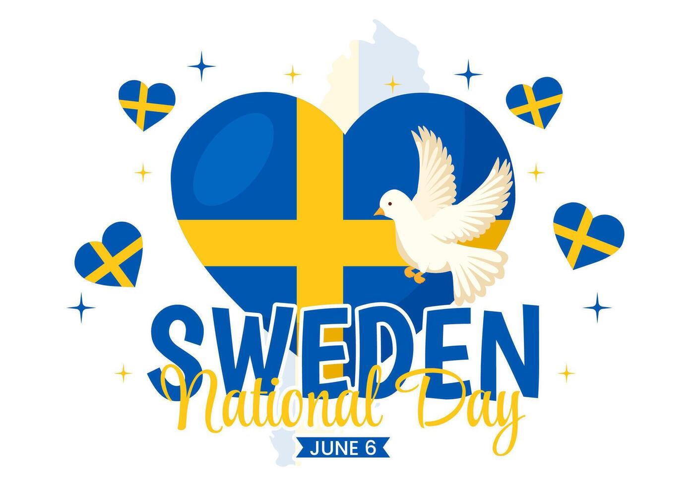 Sweden National Day Vector Illustration on 6 June Celebration with Swedish Flag and Ribbon in Holiday Celebration Flat Cartoon Background