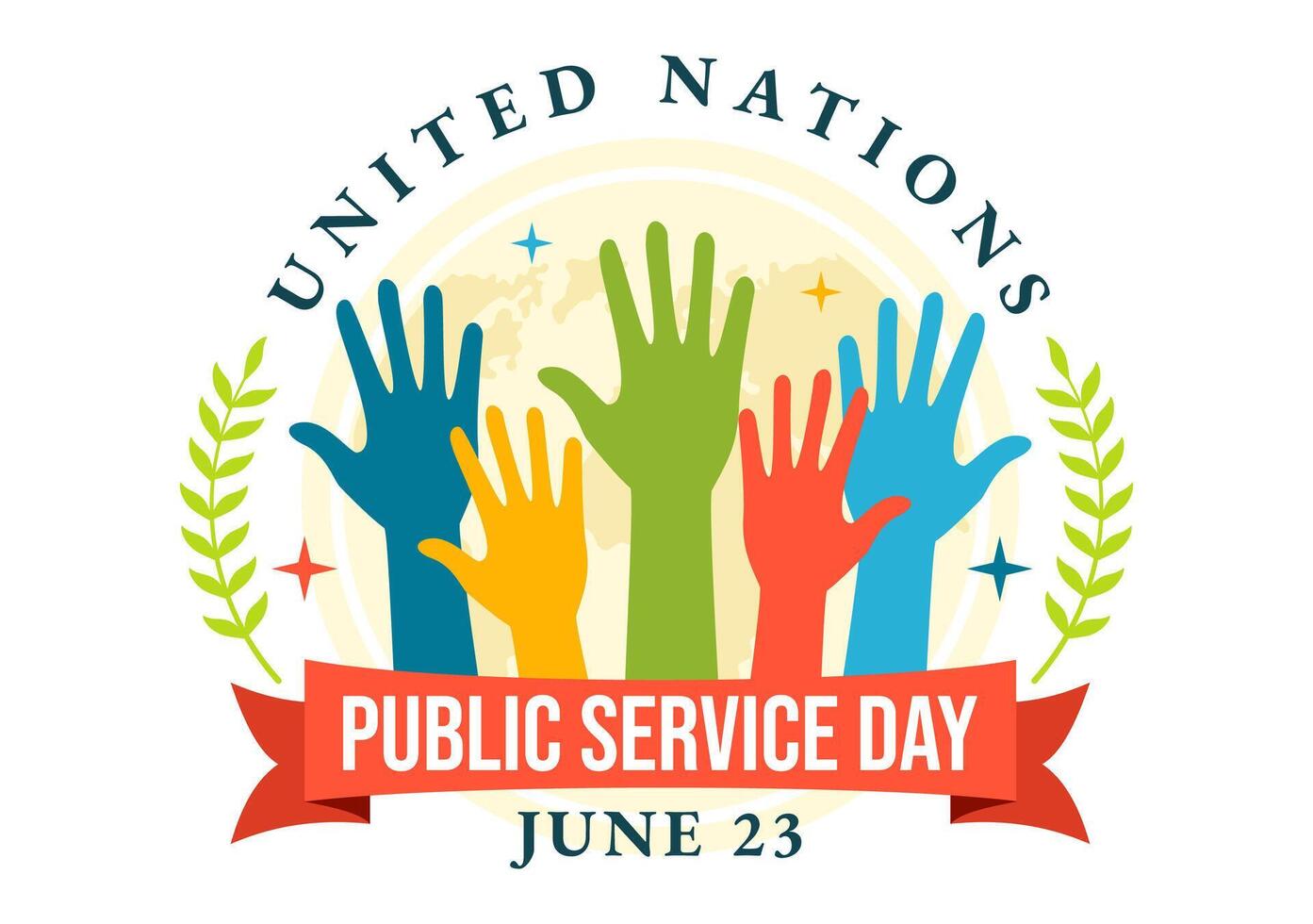 United Nations Public Service Day Vector Illustration with Publics Services to the Community in the Development Process in Flat Cartoon Background