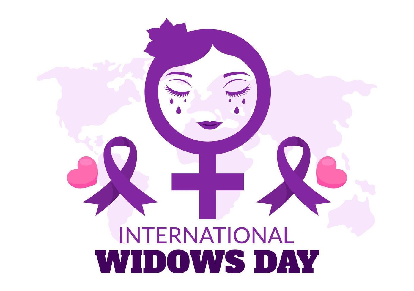 International Widows Day Vector Illustration on 23 June with Woman Mourns and Injustice Faced by Widow in Flat Cartoon Background Design