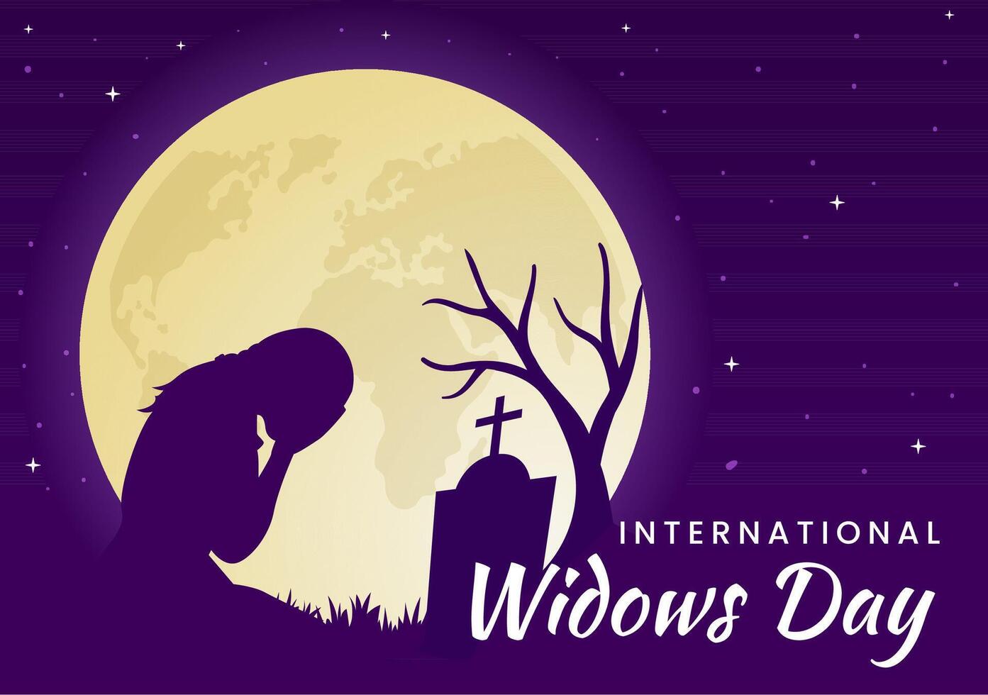 International Widows Day Vector Illustration on 23 June with Woman Mourns and Injustice Faced by Widow in Flat Cartoon Background Design