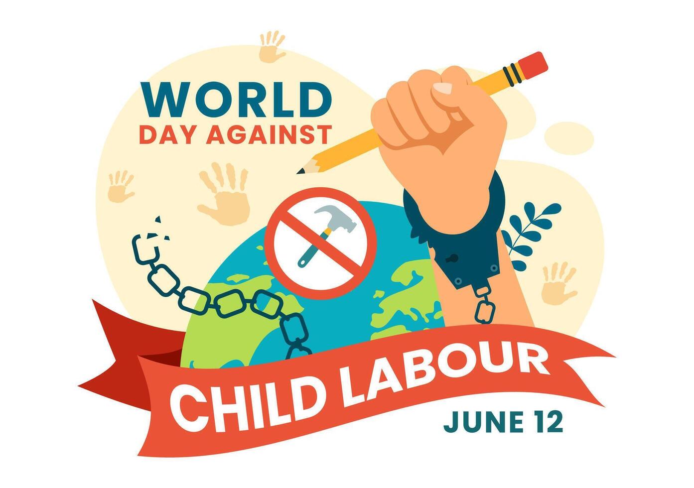 World Day Against Child Labour Vector Illustration on 12 June with Children Working for the Necessities of Life in Flat Cartoon Background