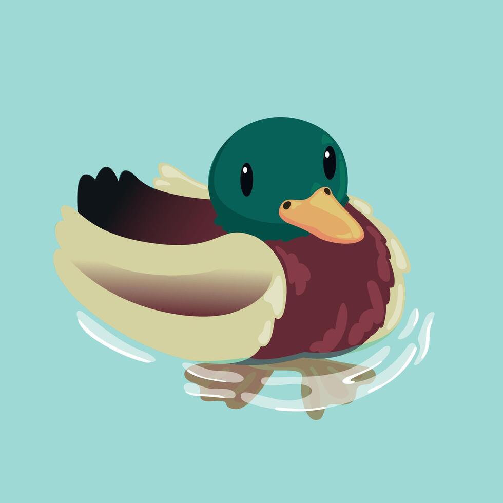 adorable Pato nadando en el agua vector