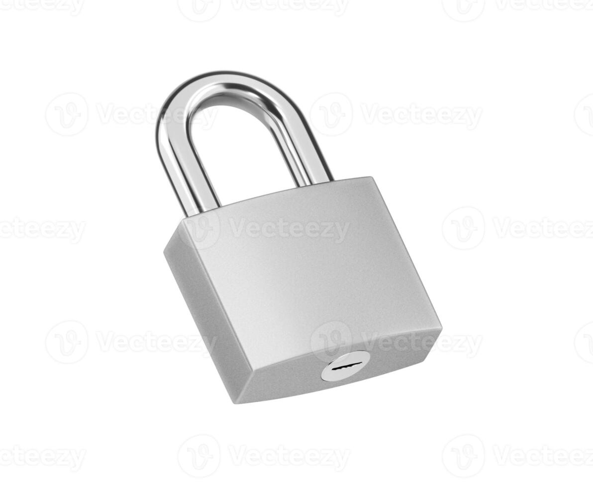 Locked Golden Padlock on the white background. photo