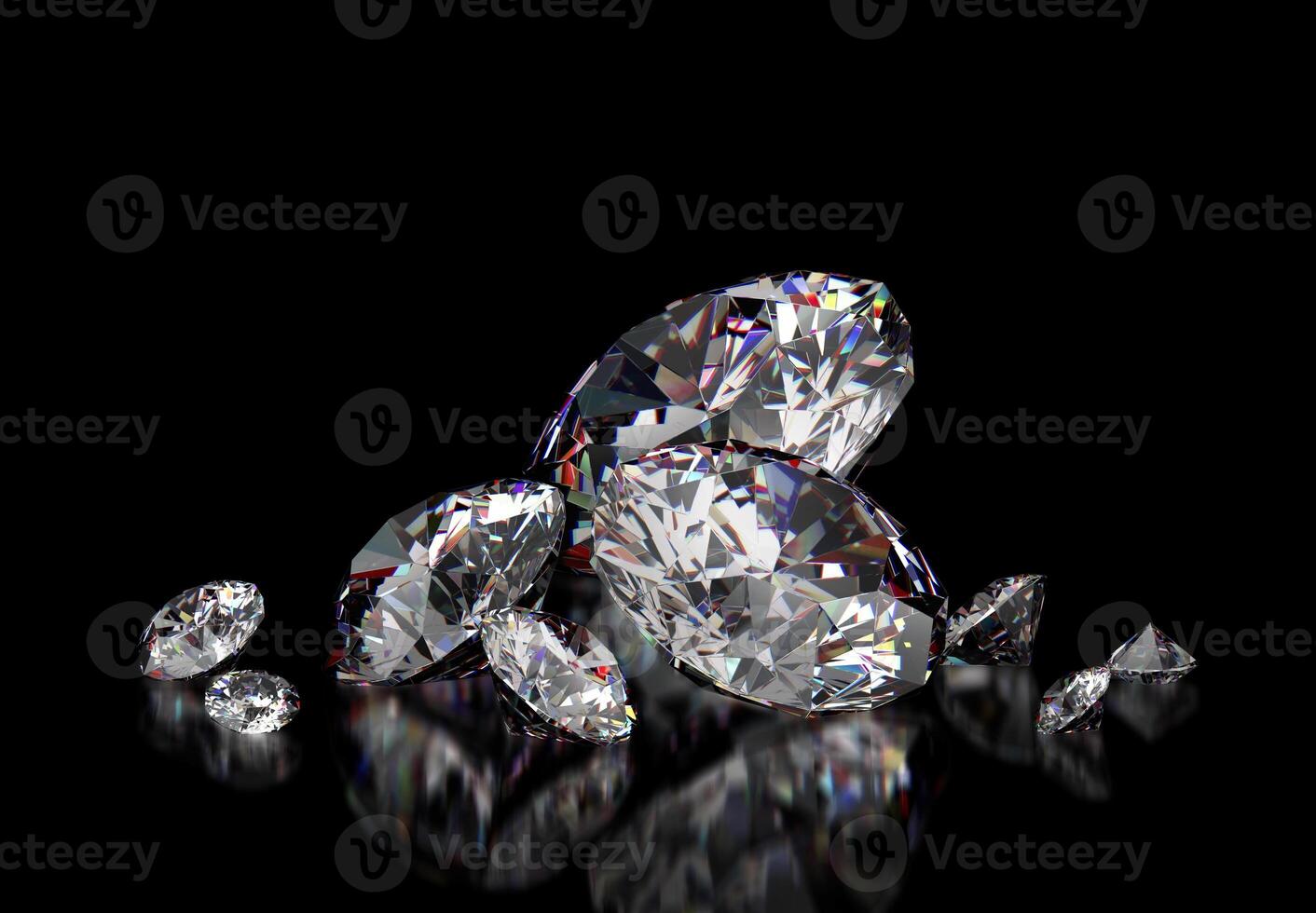 Dazzling diamond on black background photo