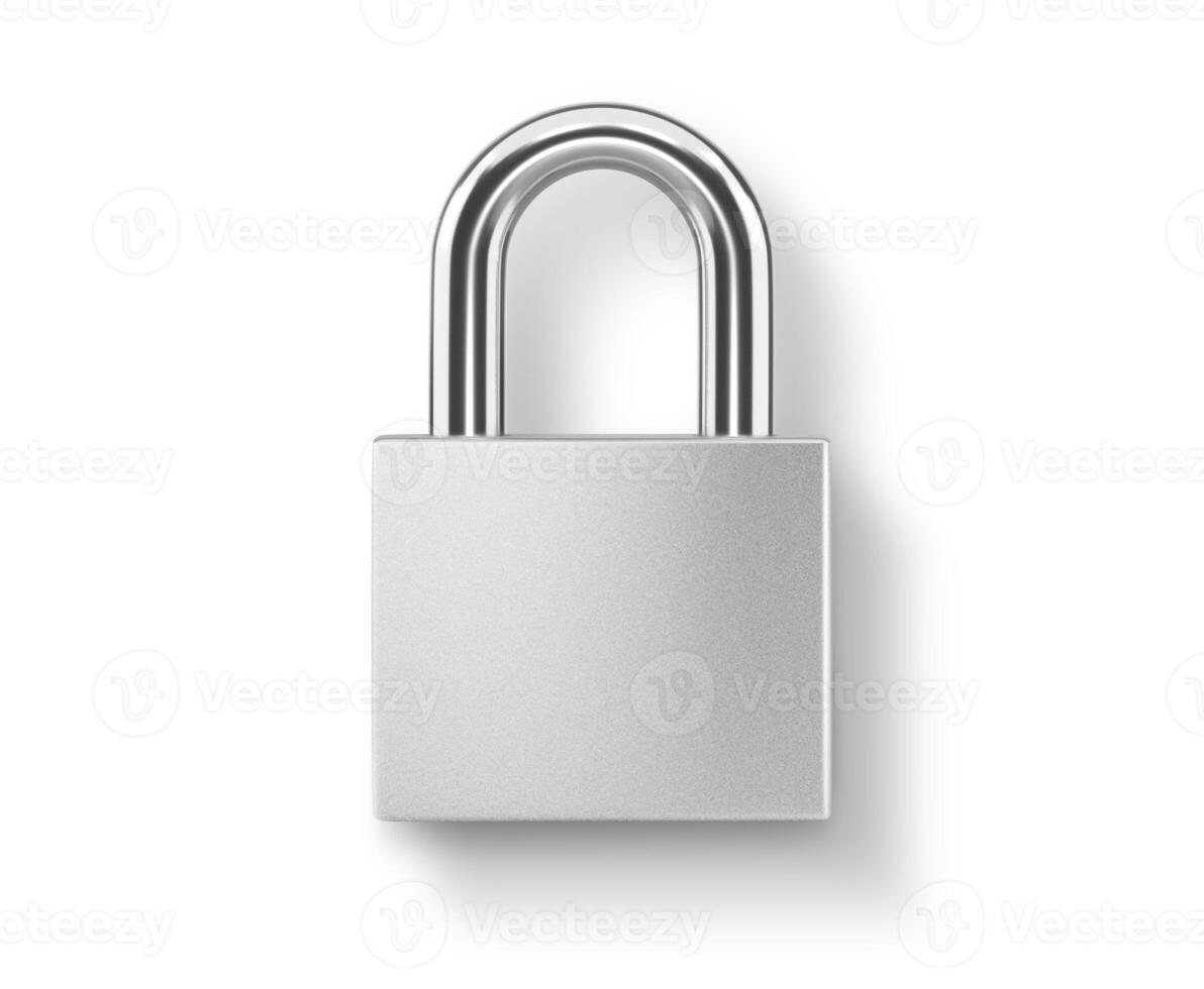 Locked silver color Padlock on the white background photo