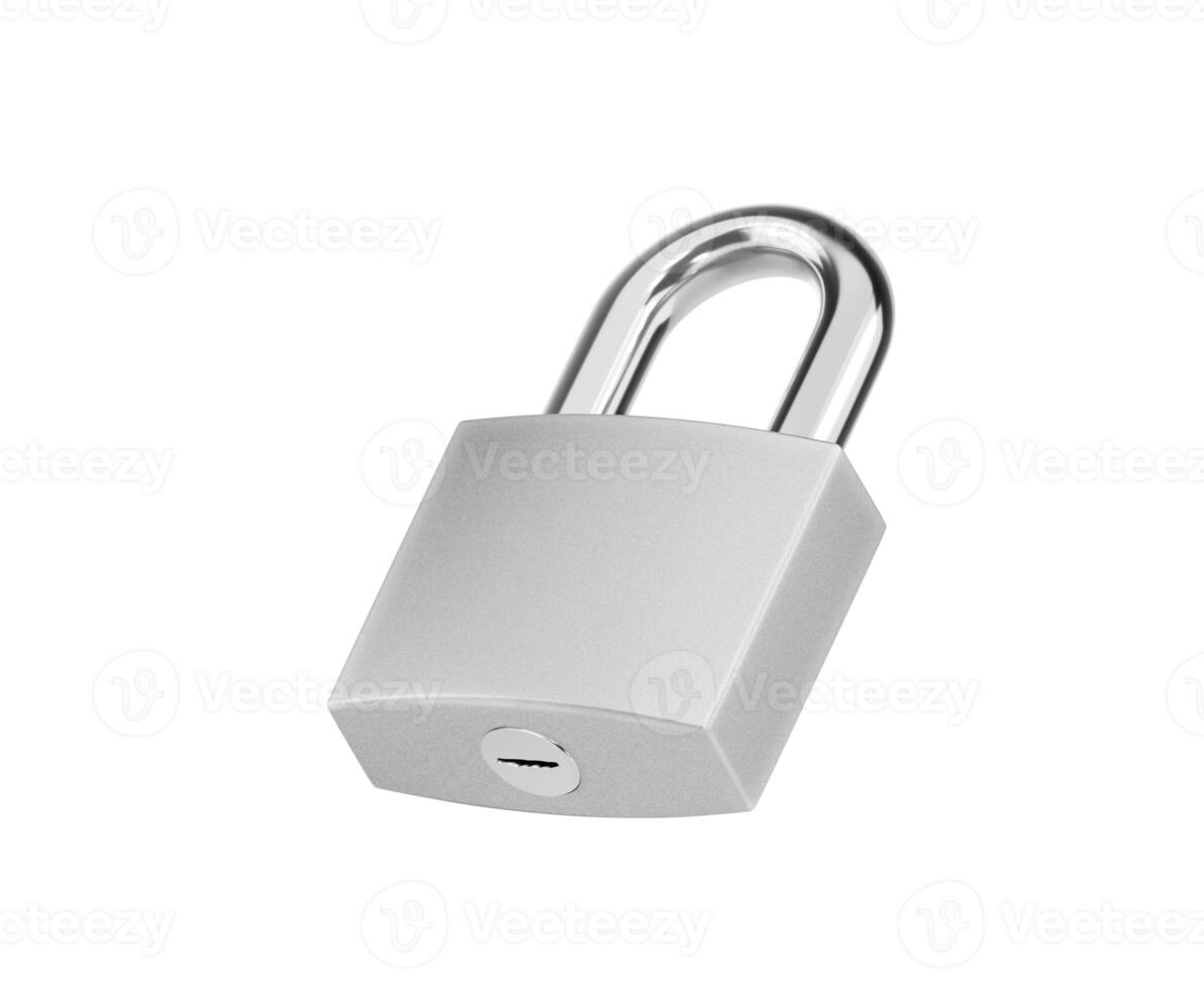 Locked silver color Padlock on the white background photo