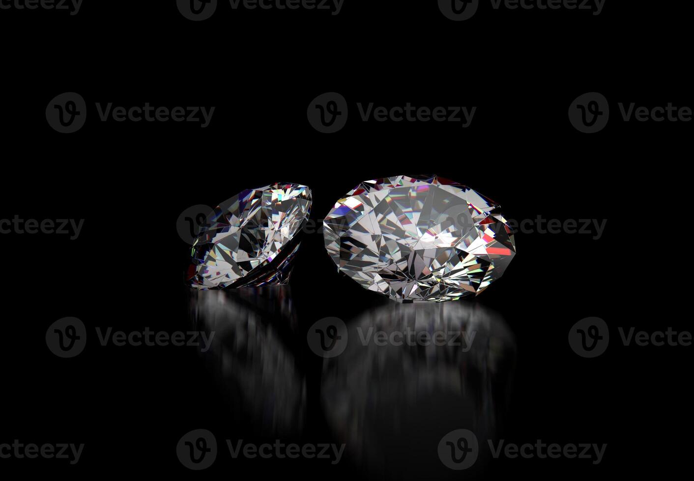 Dazzling diamond on black background photo