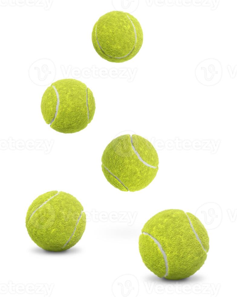 Falling Tennis ball, isolated on white background photo