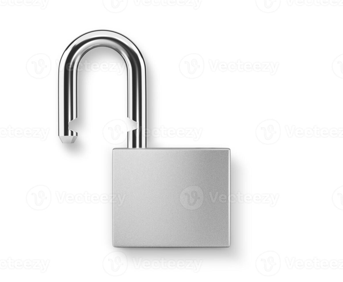 Locked silver color Padlock on the white background photo