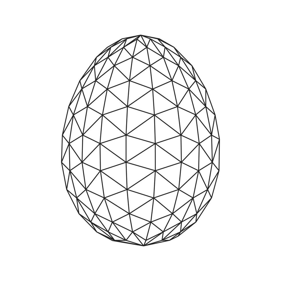 Low polygonal 3d egg structure in black lines on white background. Design element maybe for Easter, vector illustration eps10