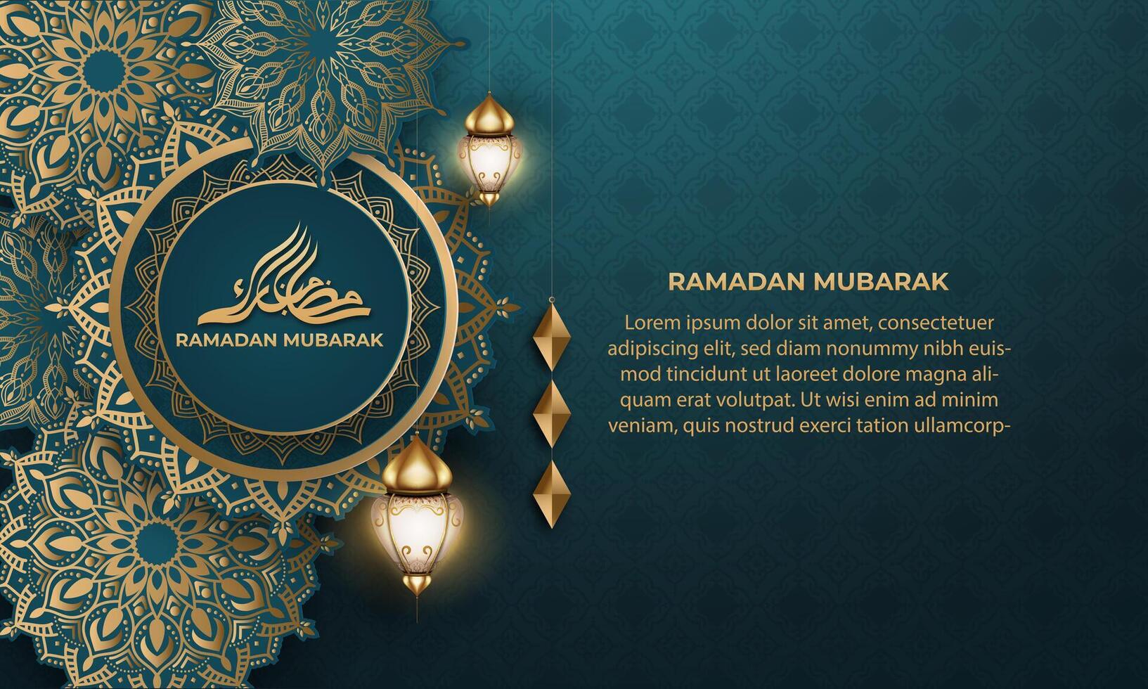 Realistic ramadan background with, lantern, mandala. for banner, greeting card vector