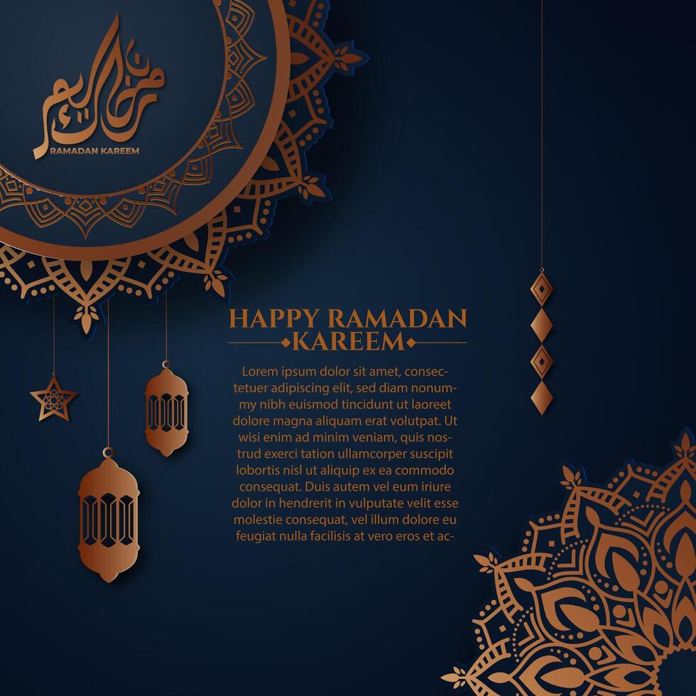 Realistic ramadan background with, lantern, mandala. for banner, greeting card vector
