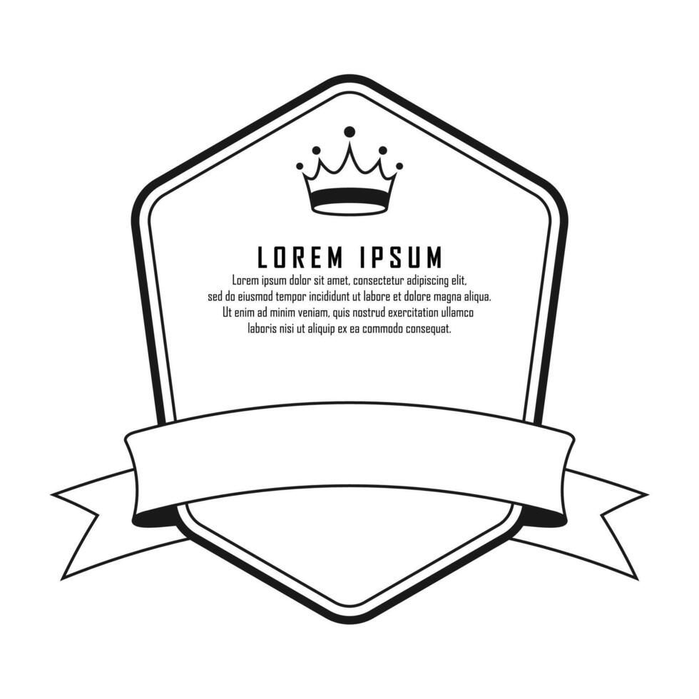 Vintage emblem with curved ribbon. vector
