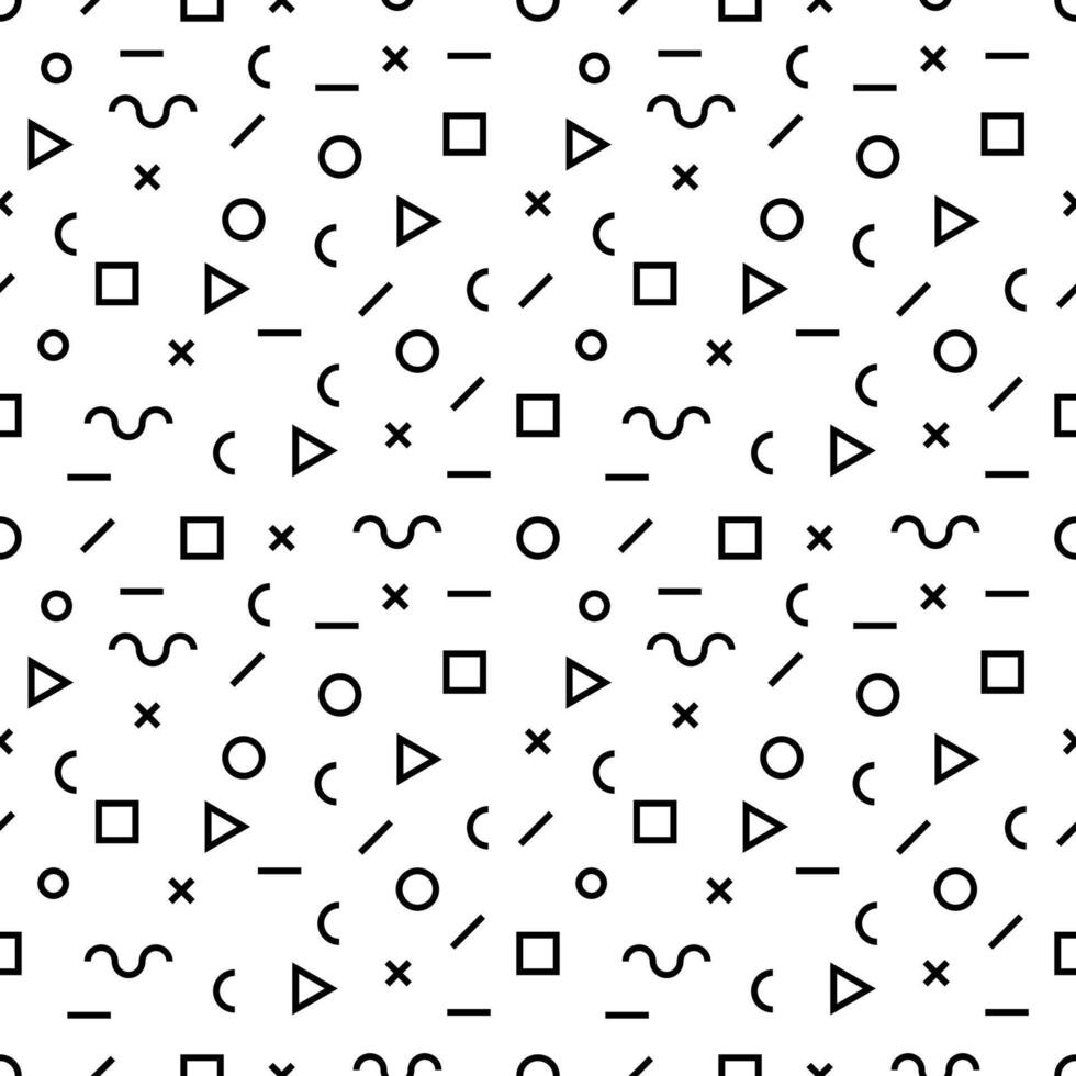 Geometric Vector pattern with black and white. Form a triangle, a line, a circle. Hipster fashion Memphis style.