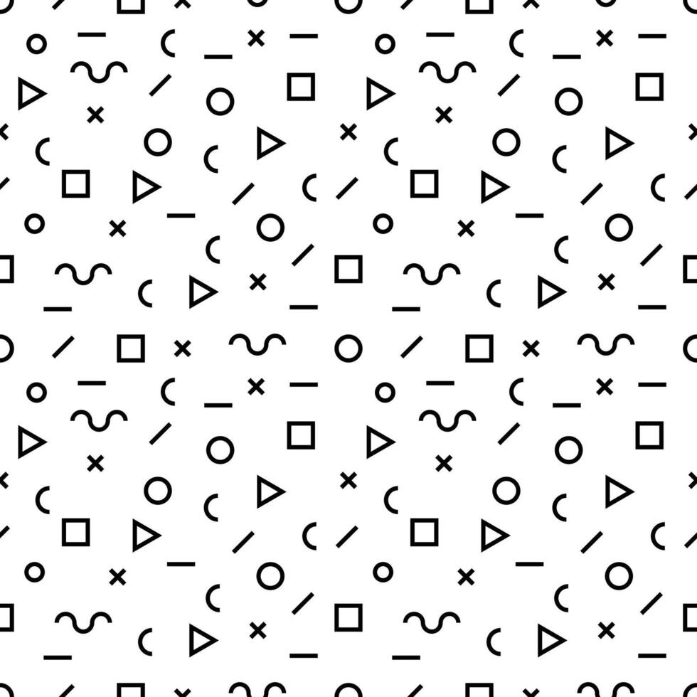 Geometric Vector pattern with black and white. Form a triangle, a line, a circle. Hipster fashion Memphis style.