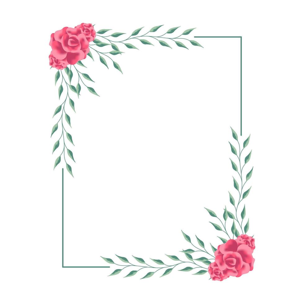 Square frame flower wedding invitation vector