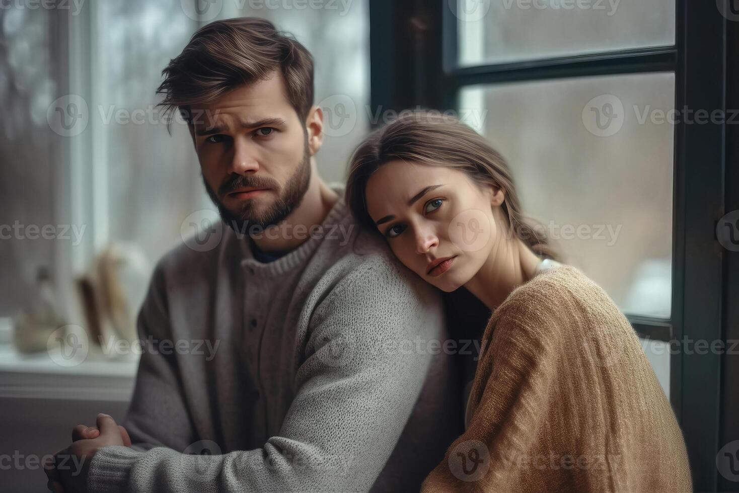 AI generated Marital Strain - Thoughtful Woman and Unnoticed Emotional Pain in Relationships photo