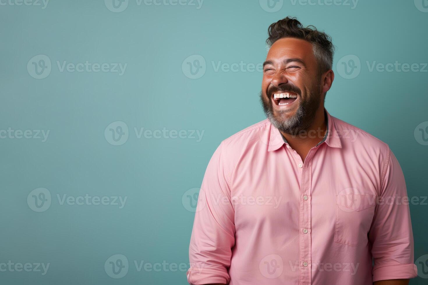 AI generated Charismatic Elegance - Smiling Middle-Aged plus size Man in Fashion Spotlight photo