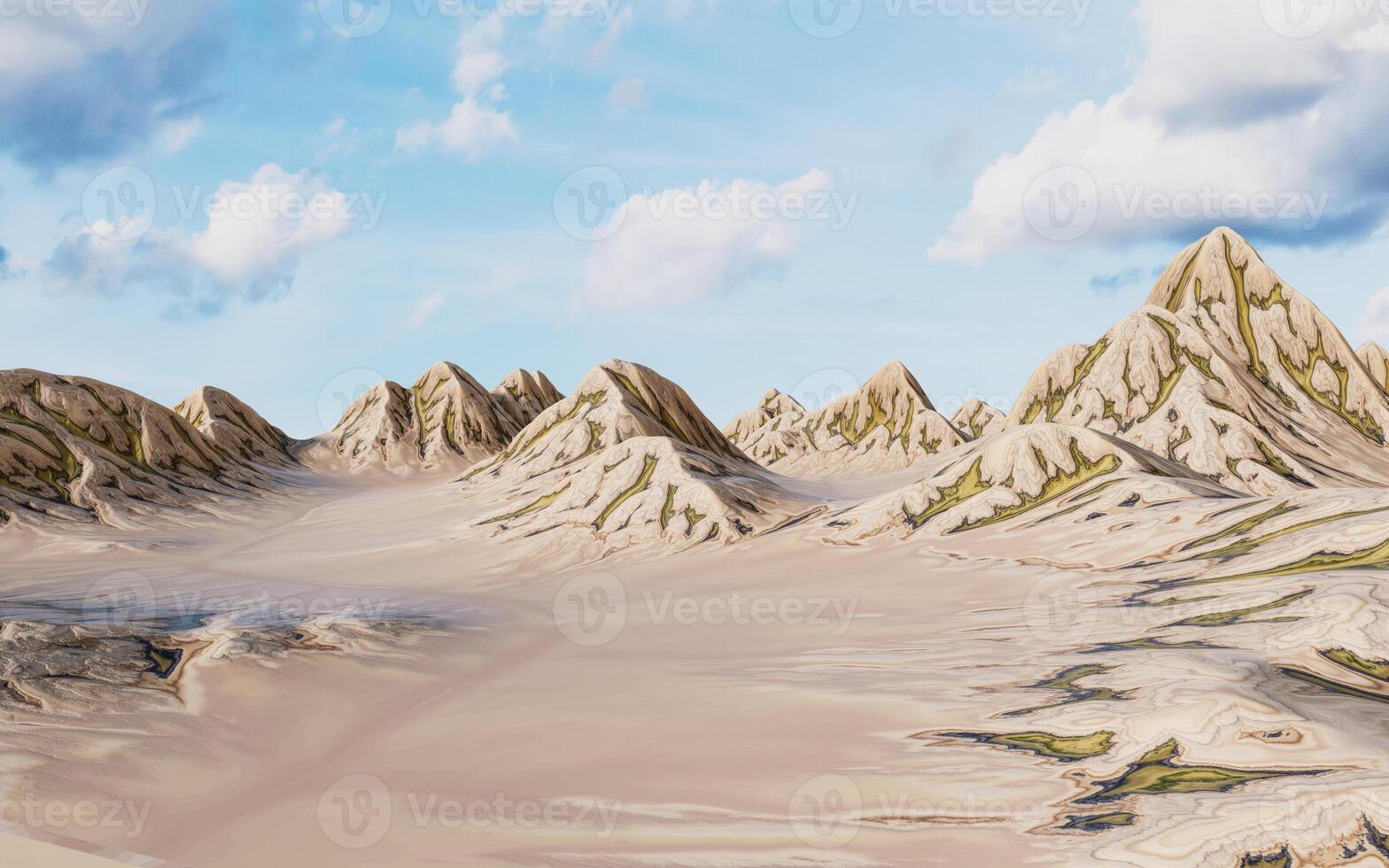 paisaje con montañas forma de relieve, 3d representación. foto