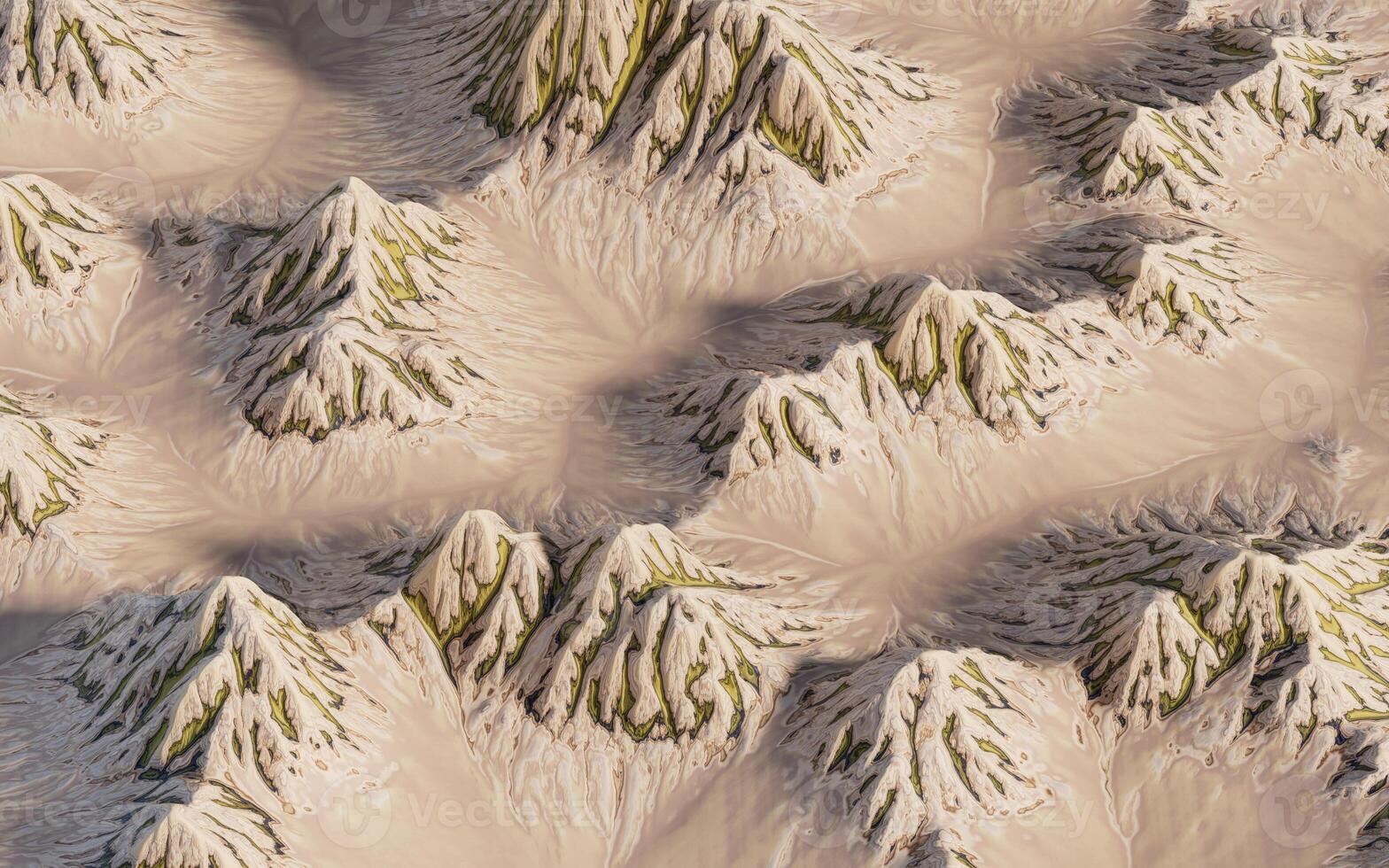 paisaje con montañas forma de relieve, 3d representación. foto