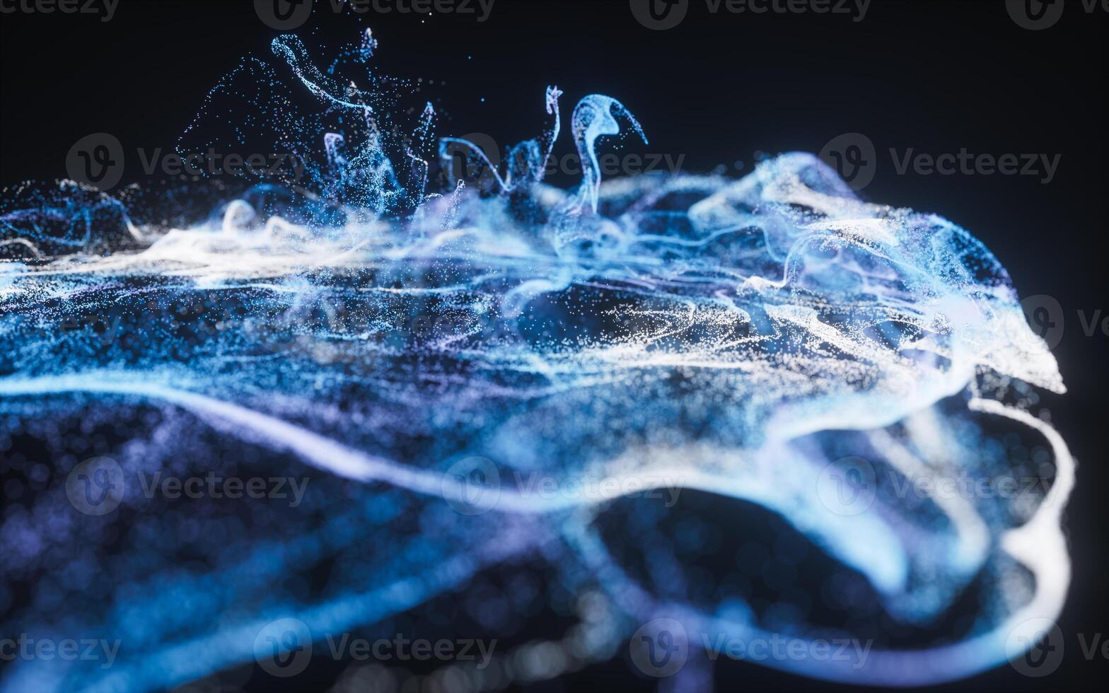 Abstract flowing wave particles background, 3d rendering. photo