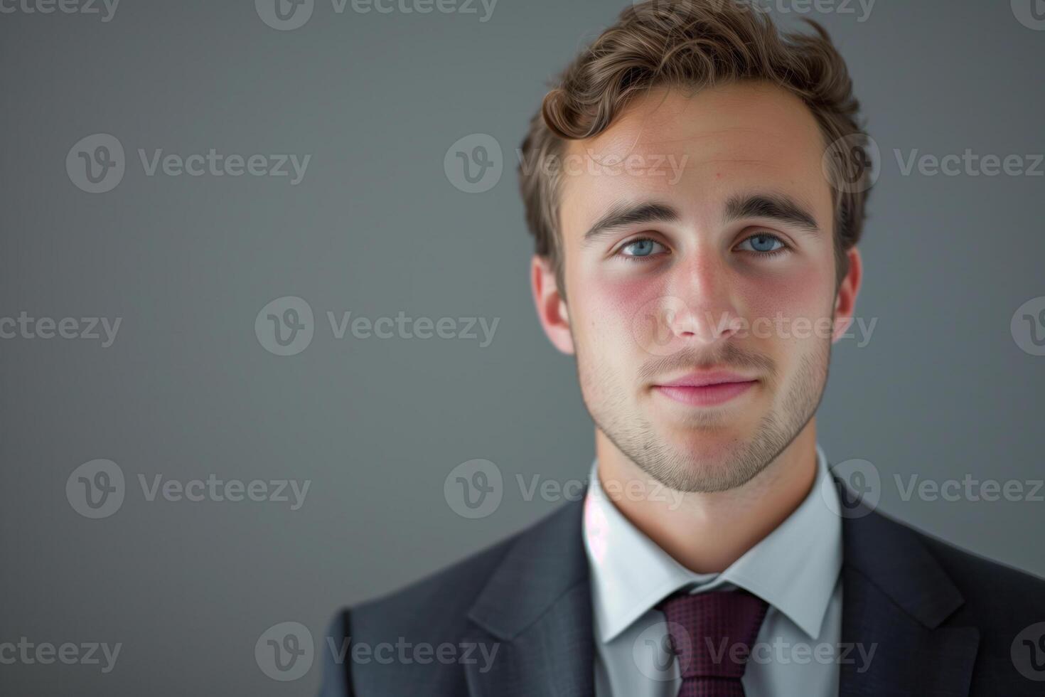 AI generated Portrait of a young man in a suit with copy space photo