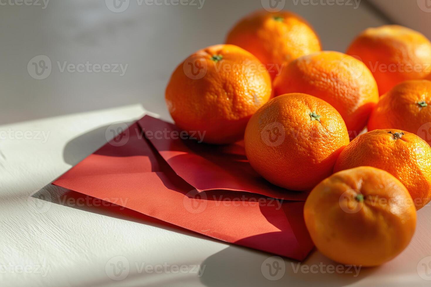 AI generated Mandarin limes and red envelopes for Lunar New Year photo