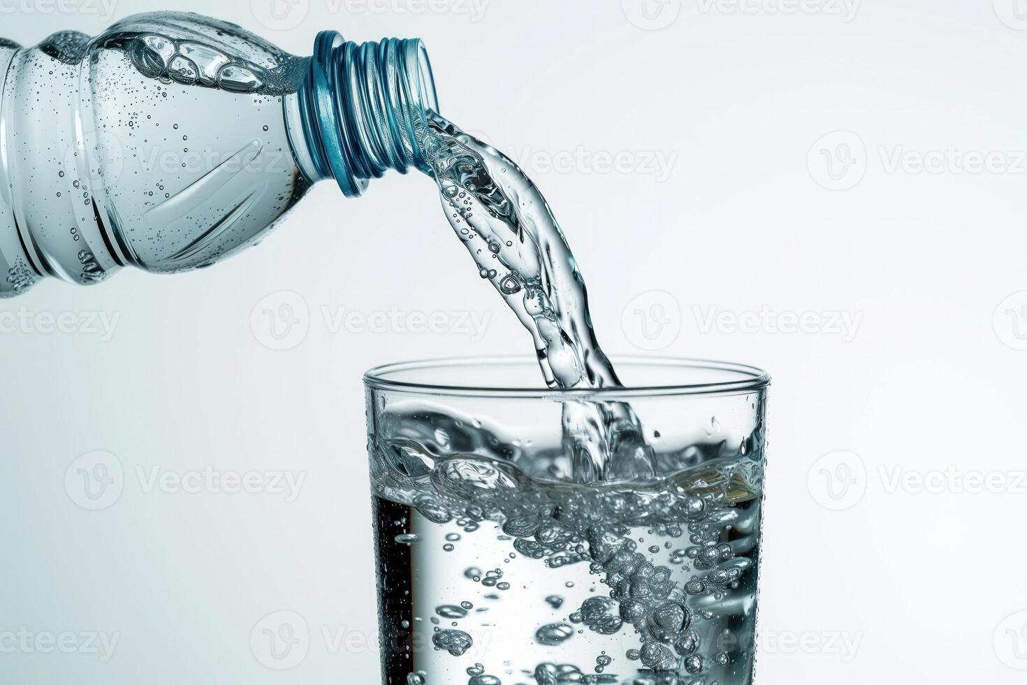 AI generated Water is being poured from a bottle into a glass photo