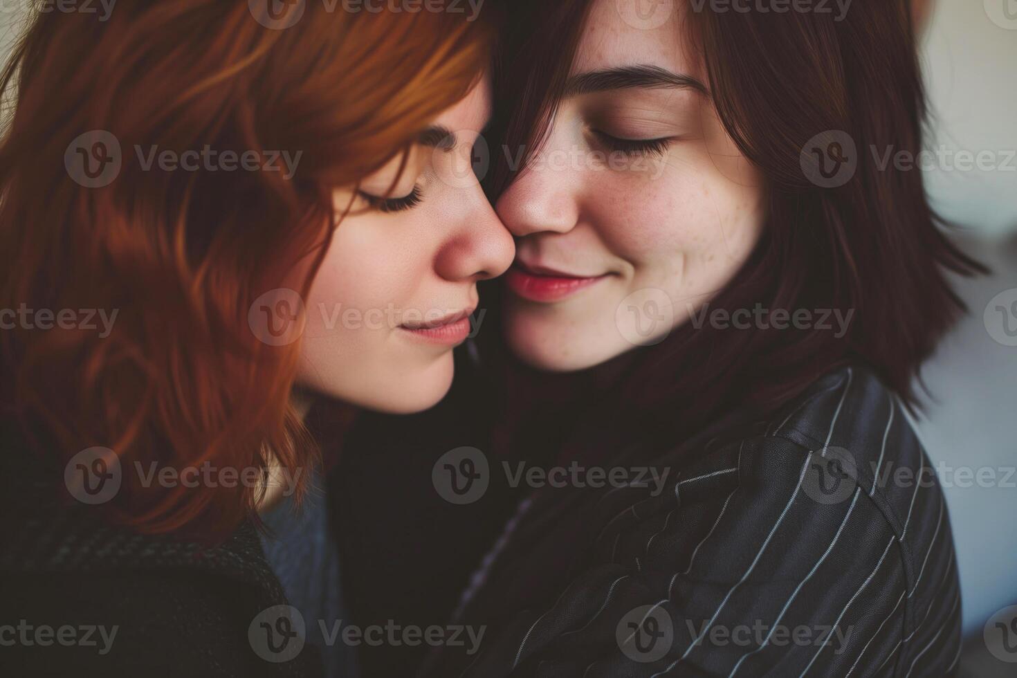 AI Generated lesbian couple two affectionate woman in love photo