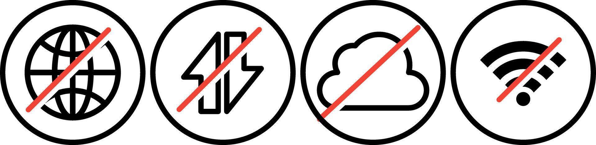 no internet icon set disconnect icon vector